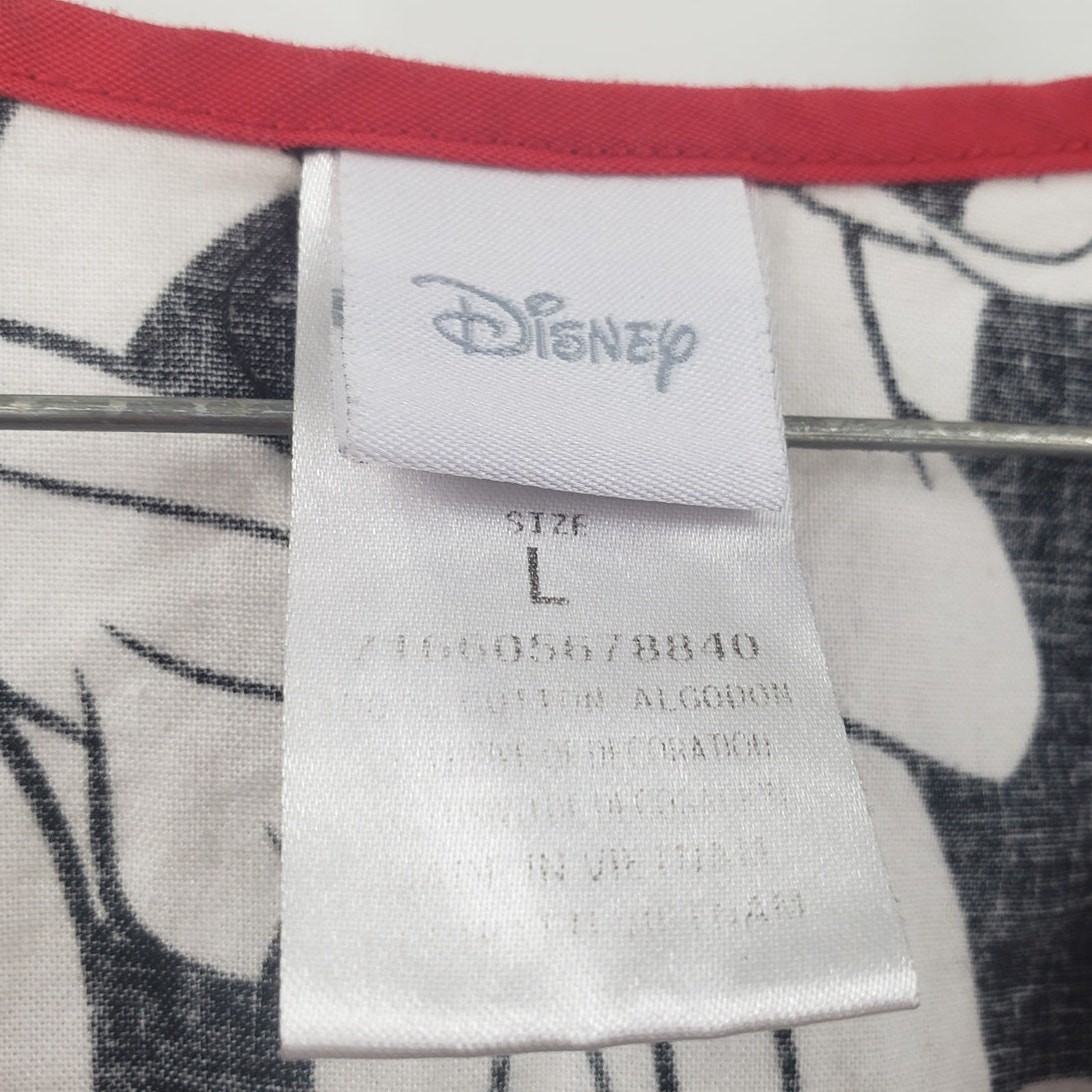 DISNEY Minnie Mouse Scrubs Top Womens Size Large L V-Neck