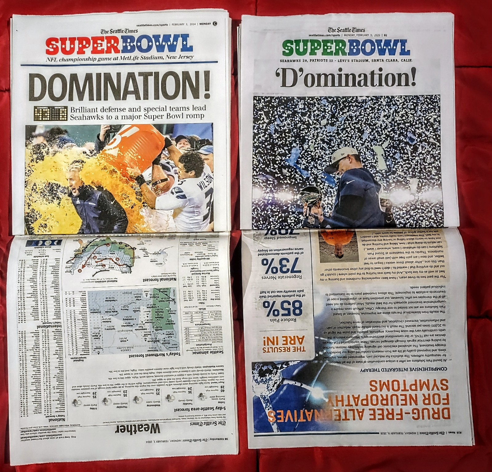 Seahawks Superbowl Seattle Times 2014 & 2026 Newspaper. Complete, Perfect Mint