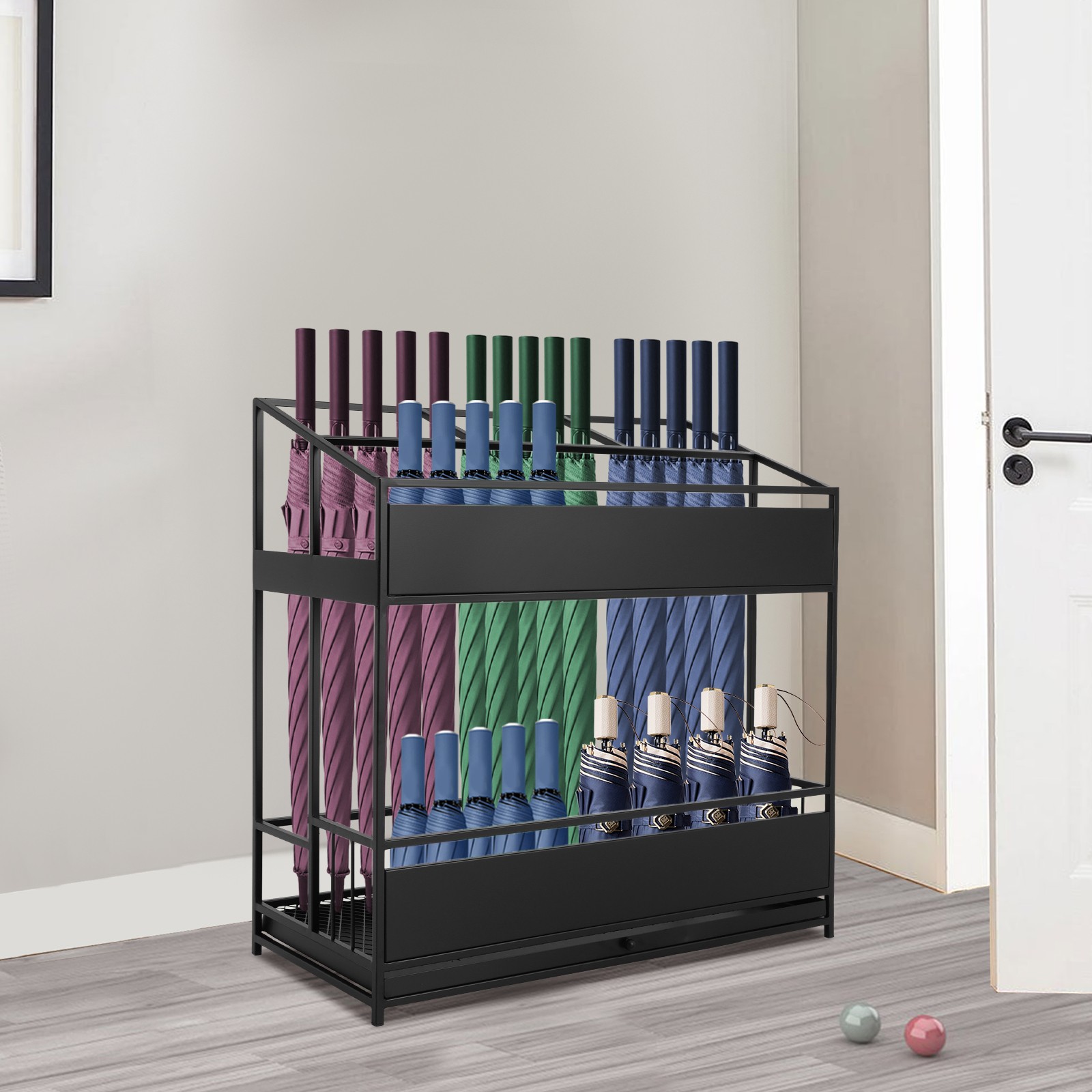 Metal Umbrella Rack Stand Mall Hotel Office Umbrella Holder Holds 24-46 Umbrella