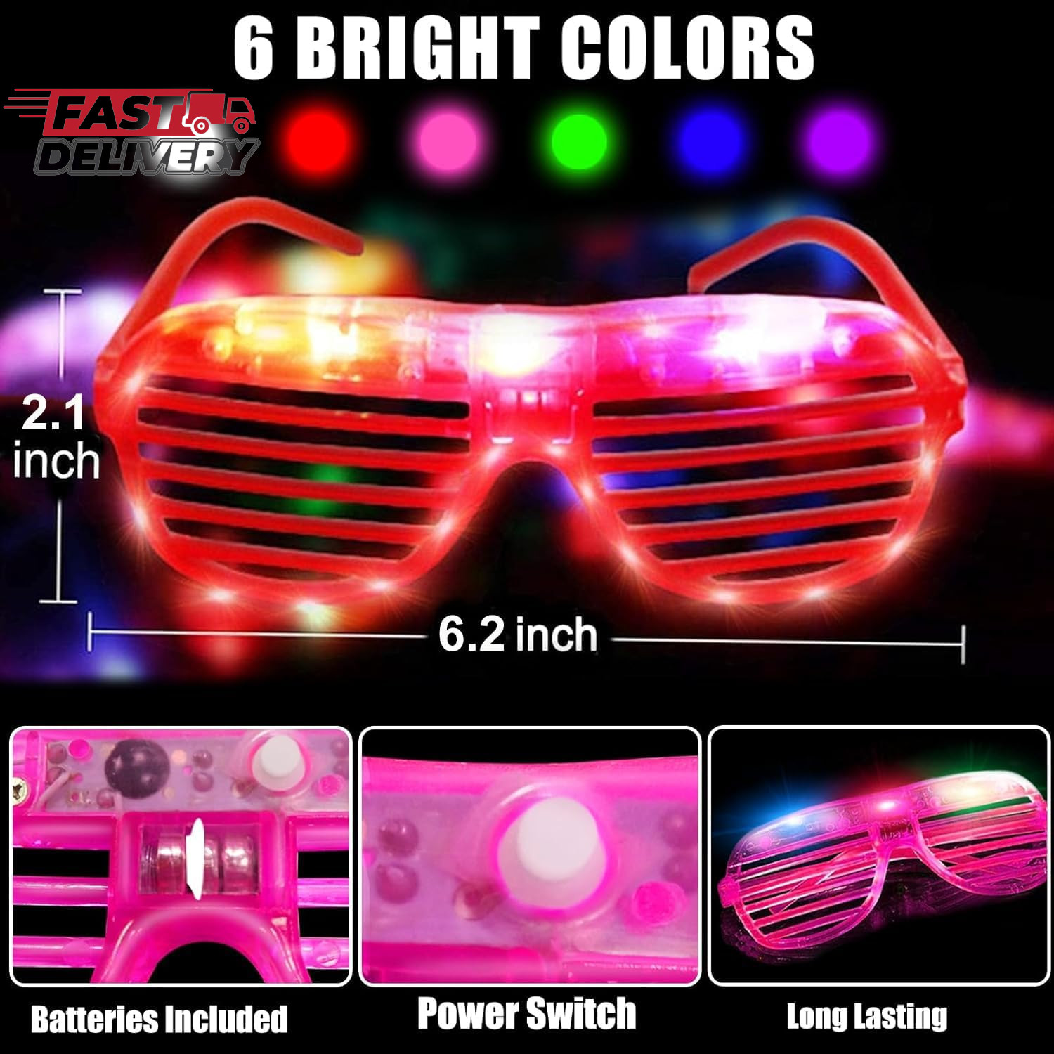 30 Pack LED Glasses Glow in the Dark Party Supplies Glow Sticks Glasses Party Fa