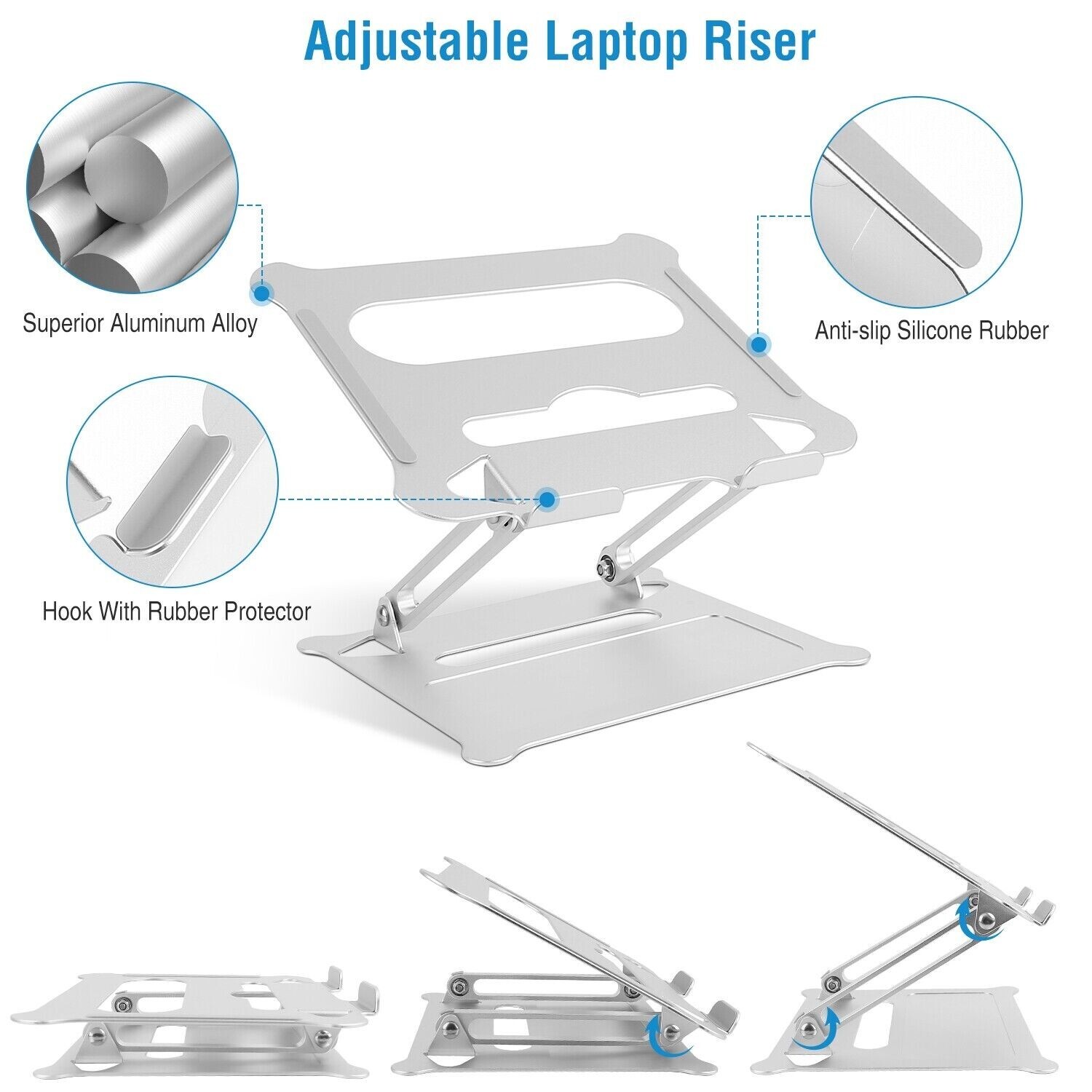 Adjustable Foldable Laptop Stand Aluminum Notebook Riser Computer Holder Desk