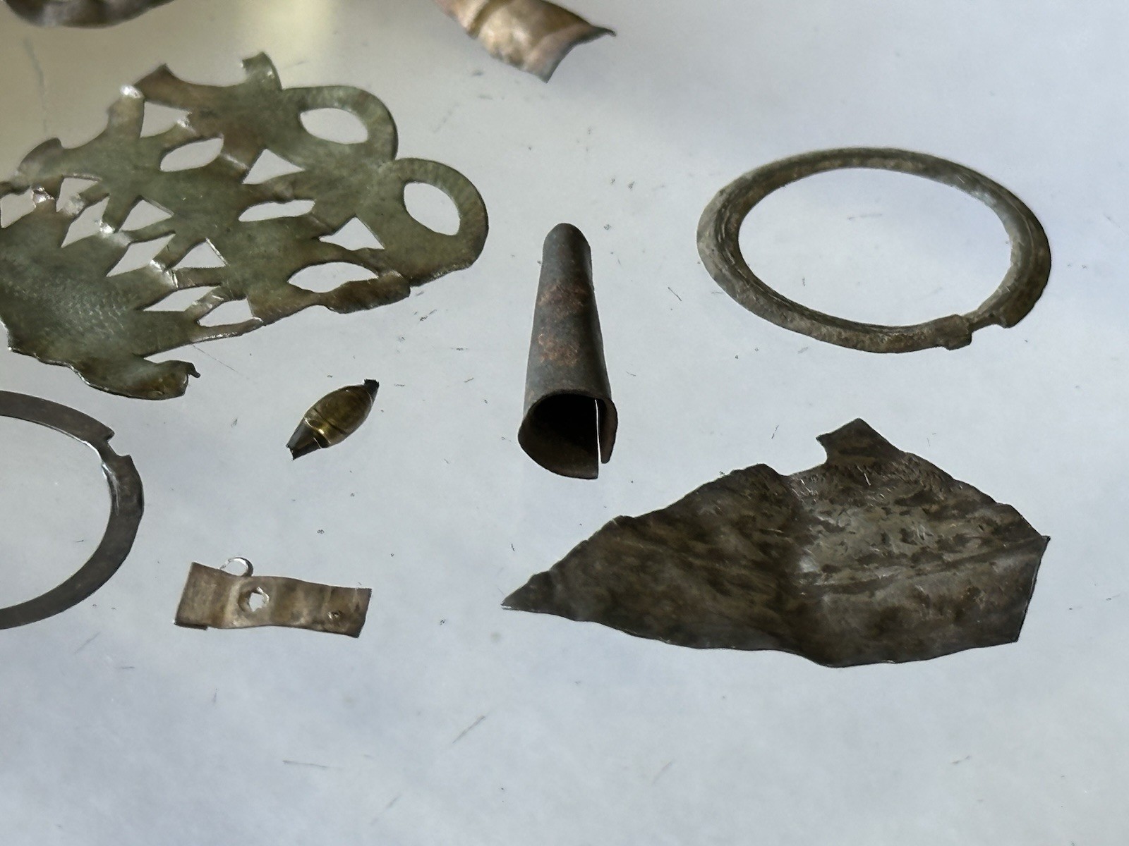 1700's SILVER FUR TRADE ERA LOT - BROOCH GORGET PIN RING BEAD ~ NICE COLLECTION