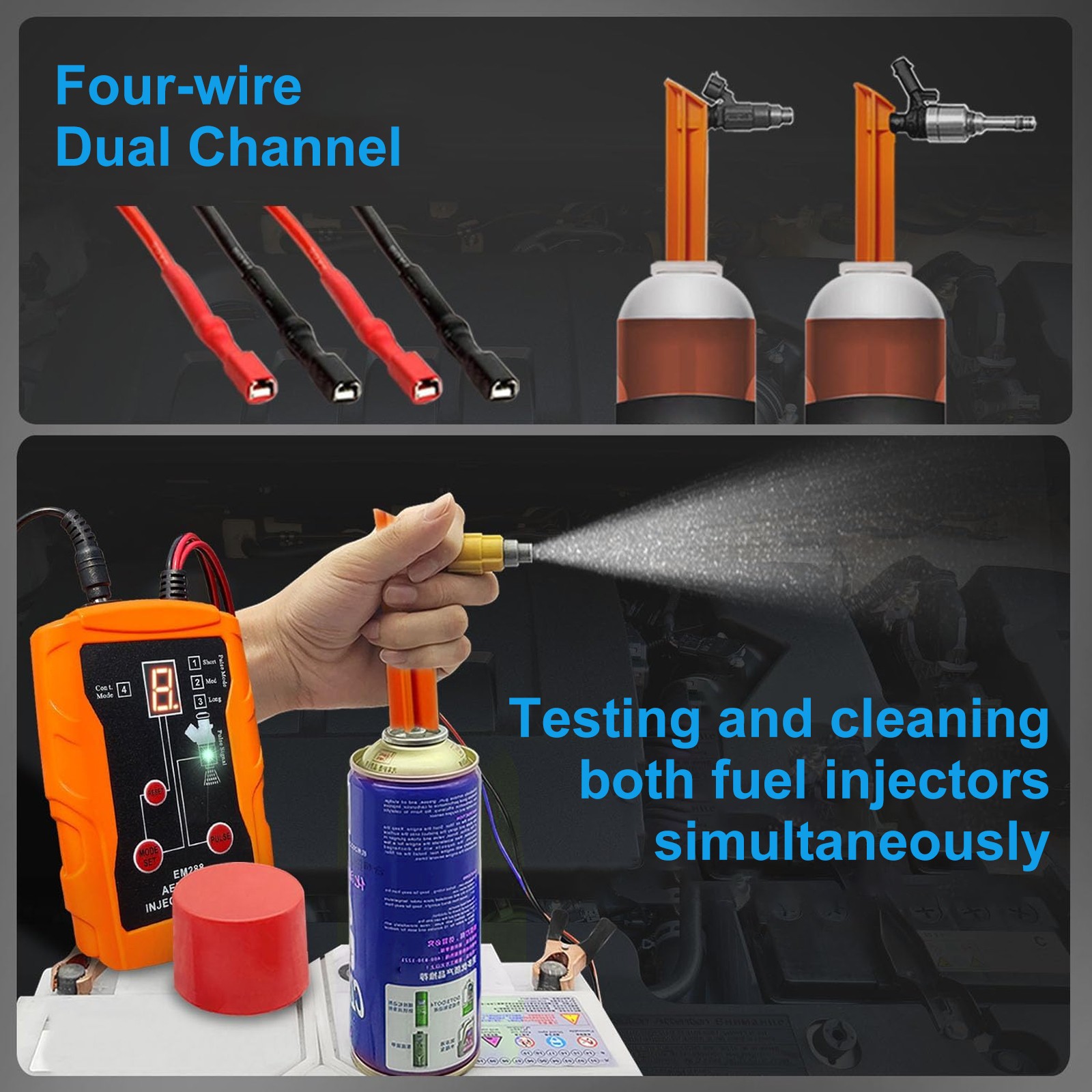 Universal Fuel Injector Tester Cleaner & Adapter DIY Cleaning Tools Kit Set 12V