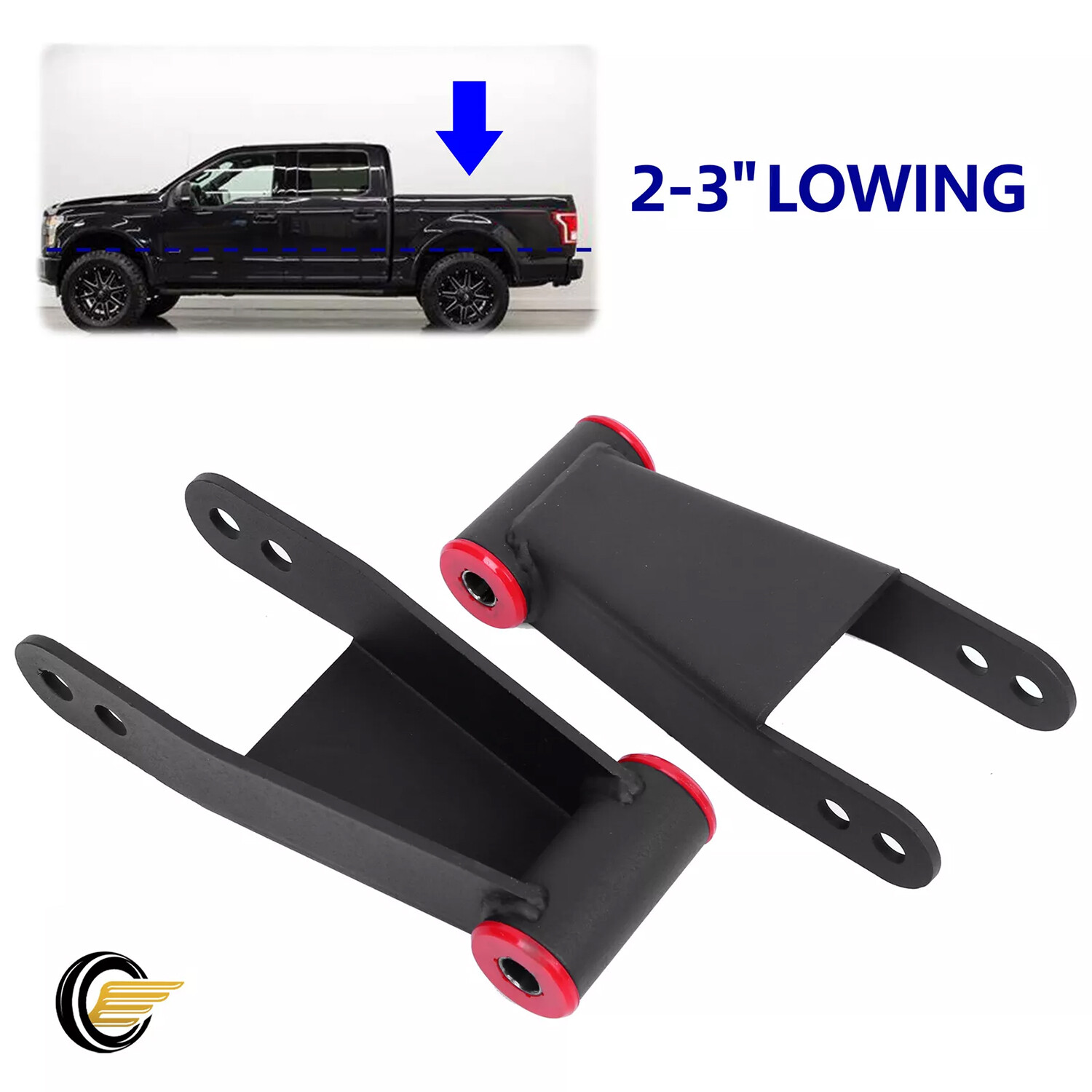 For 2004-2014 Ford F150 2"-3" Drop Lowering Shackles Adjustable Leveling Kit