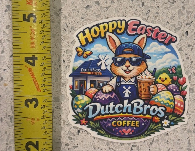 Hoppy Easter Dutch Bros Bunny Sticker – Coffee Lover Spring Easter Sticker