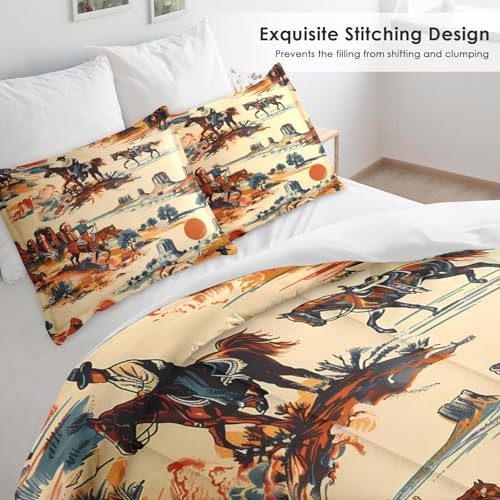 Comforter Set Size, Vintage Western Cowboy Soft 2 Pcs Twin Western Cowboy 2