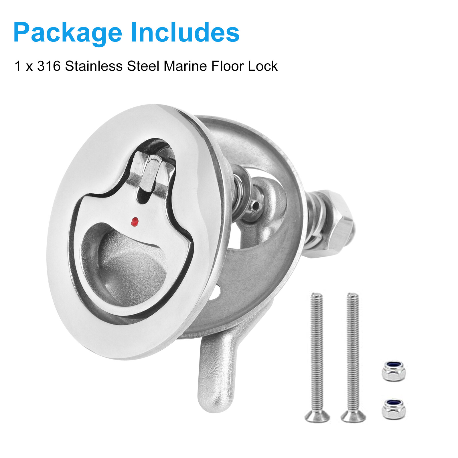 Boat Cam Latch, 316 Stainless Steel Marine Hatch Pull with Back Plate, Screws