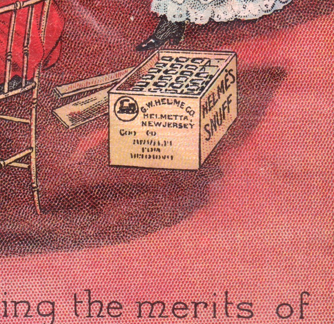 Railroad Snuff RARE 19th Century Tobacco Dorcas Sewing Society Helmes Trade Card