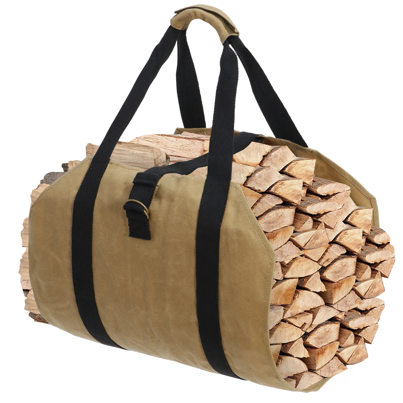 Firewood Log Carrier Bag Waxed Canvas Outdoor Log Tote Bags Camping with Strap