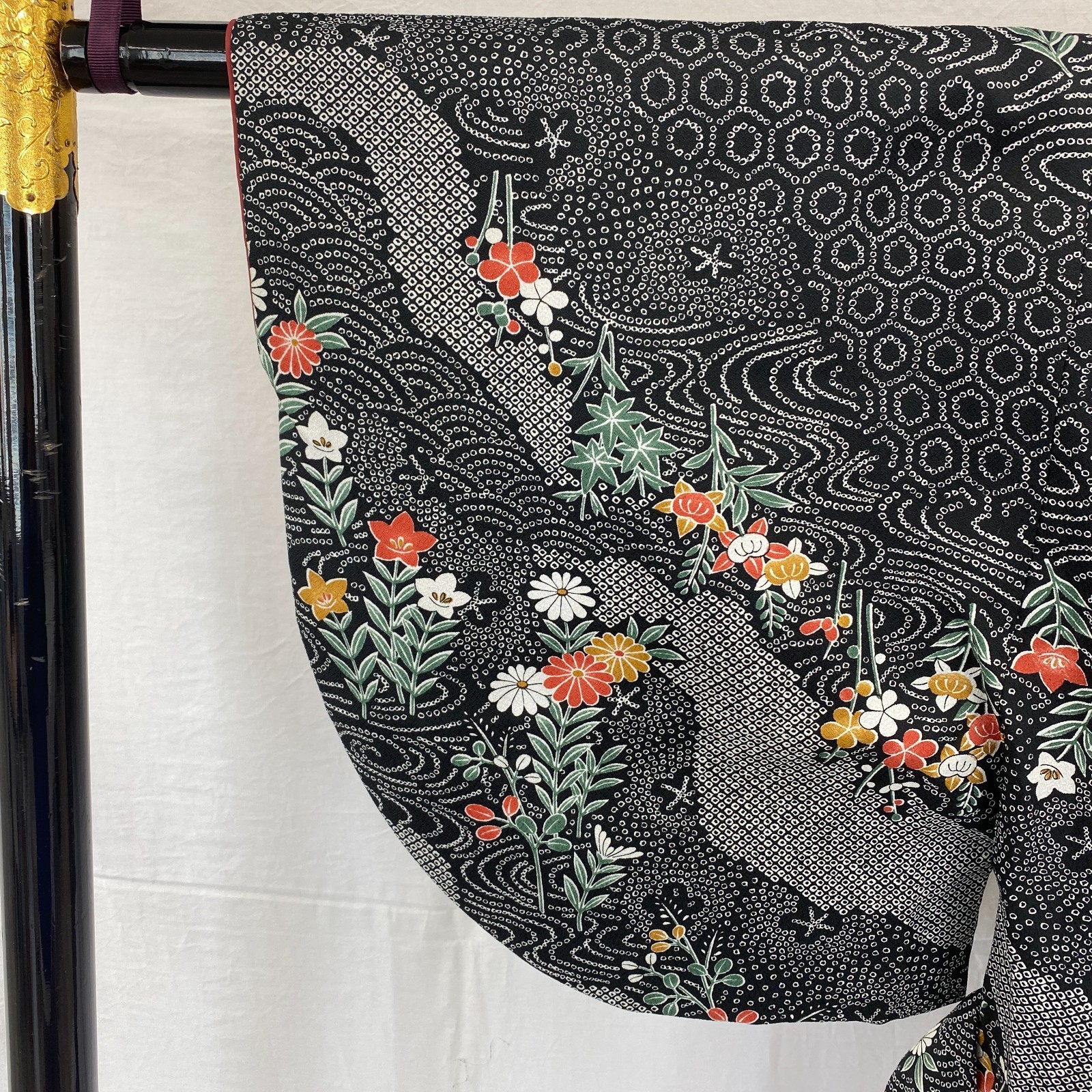 Japanese Vintage Kimono Haori Jacket Polyester Black Traditional Authentic