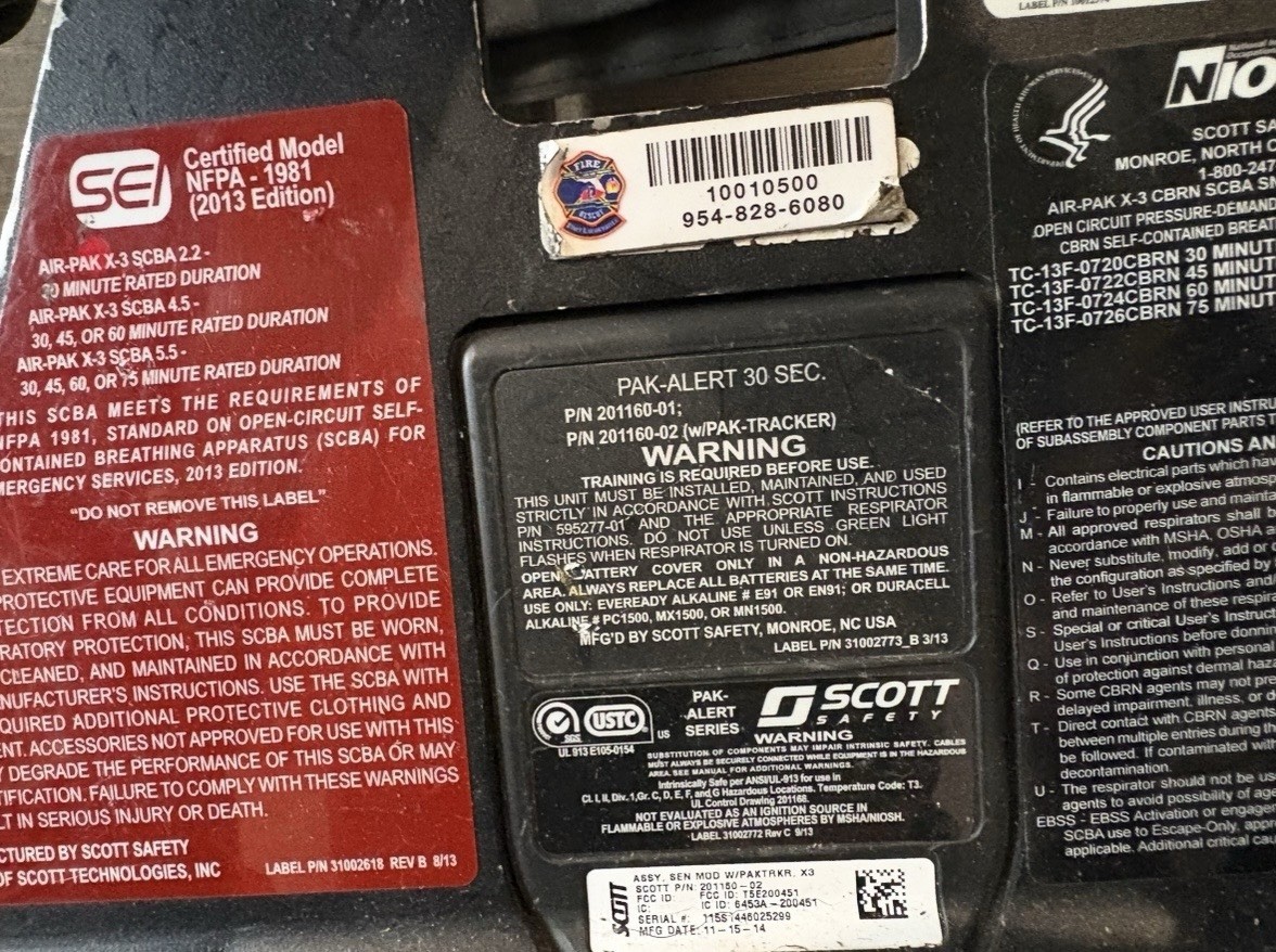 Scott 5.5 Air-Pak X3 w/ Regulator + 45min 5500 PSI QC Cylinder 2023 – No Mask