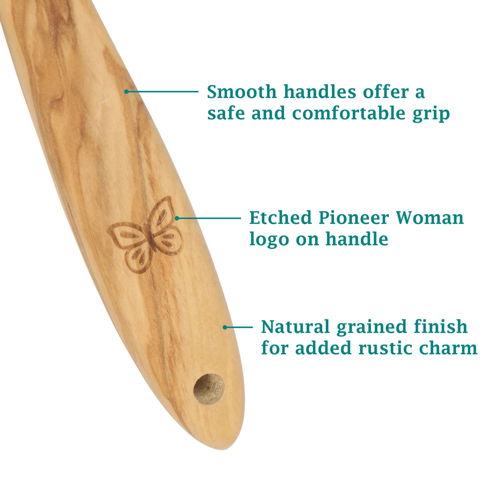 The Pioneer Woman 5-Piece Olivewood Kitchen Cooking Utensil Tool Set