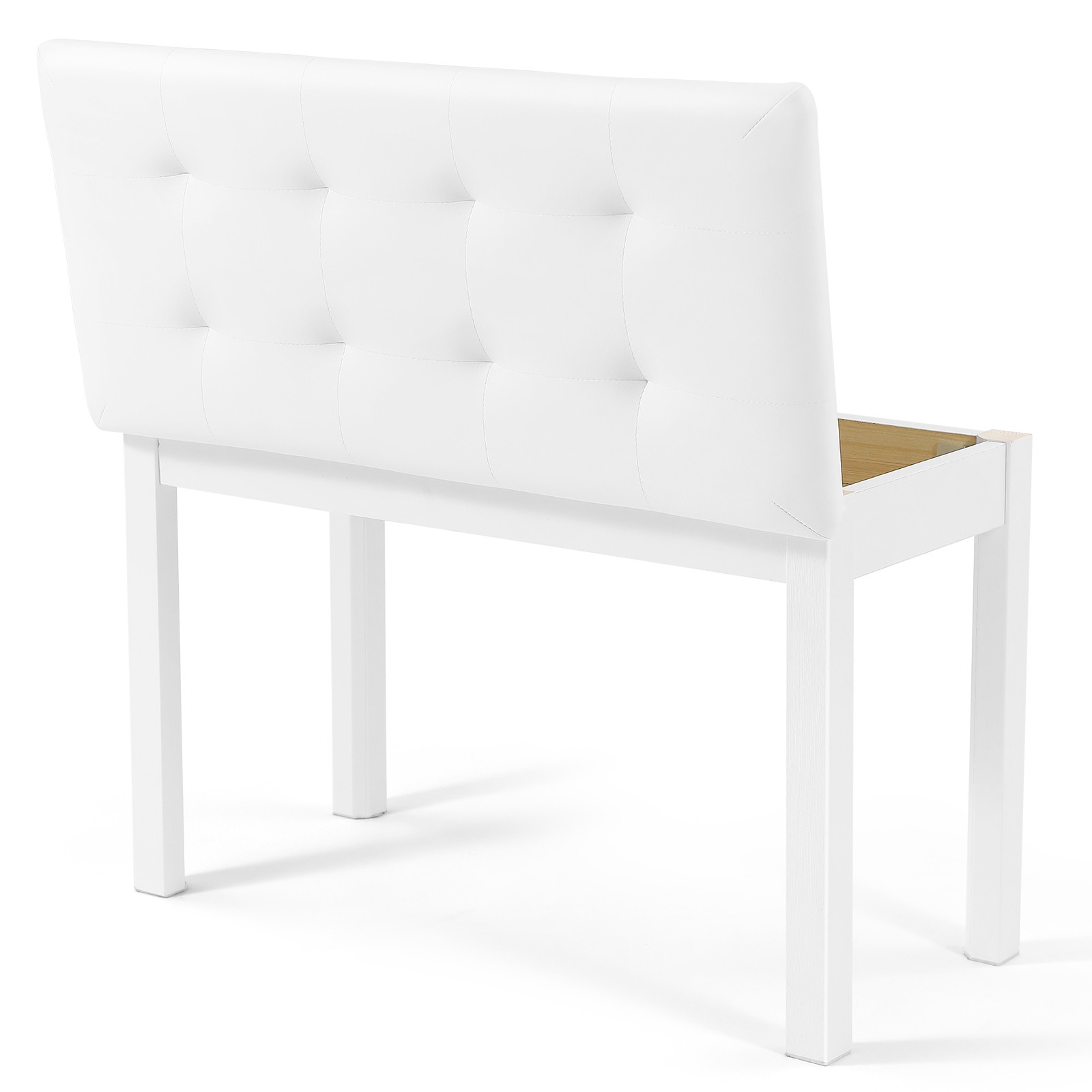 Wooden White Duet Piano Keyboards Bench Vanity Stool with Storage,Padded Cushion