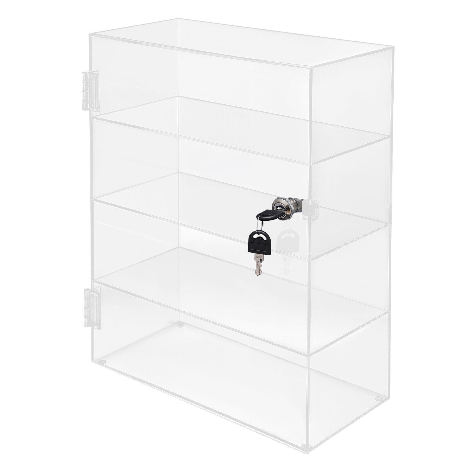 Acrylic Display Case Countertop Clear Box Dustproof Shelves Showcase with Lock