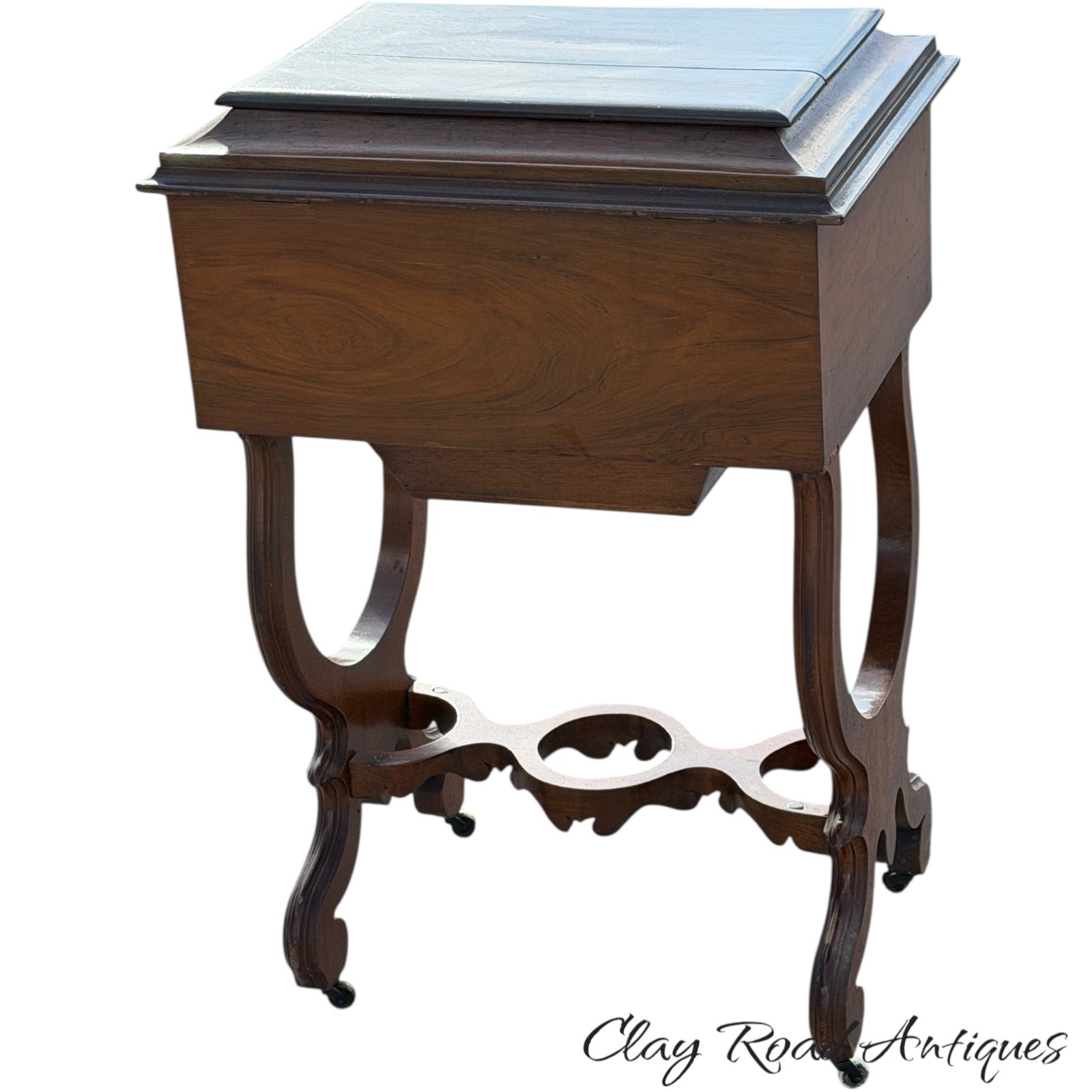 Antique Rosewood victorian sewing stand table work transitional 1870 classical