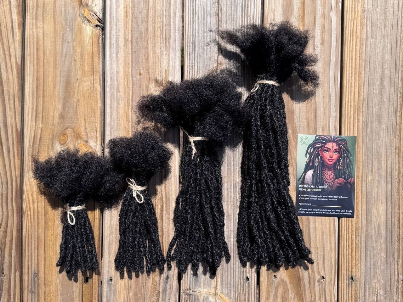 10 curls Textured interlocd human hair Dreadlock extensions, blunt tips, length:
