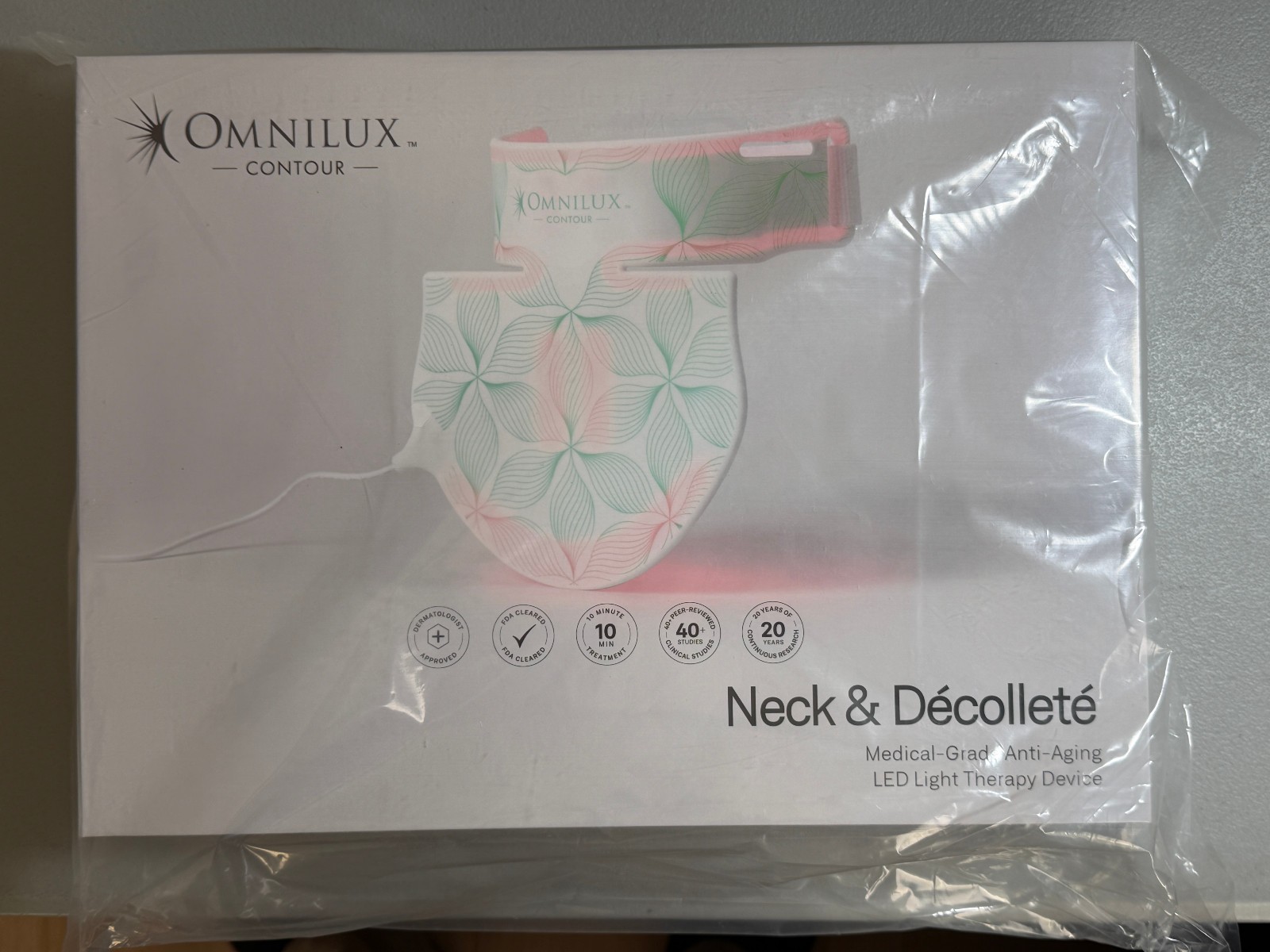 Omnilux Contour Neck & Decollete Lines Wrinkles Natural Red Light Therapy Device