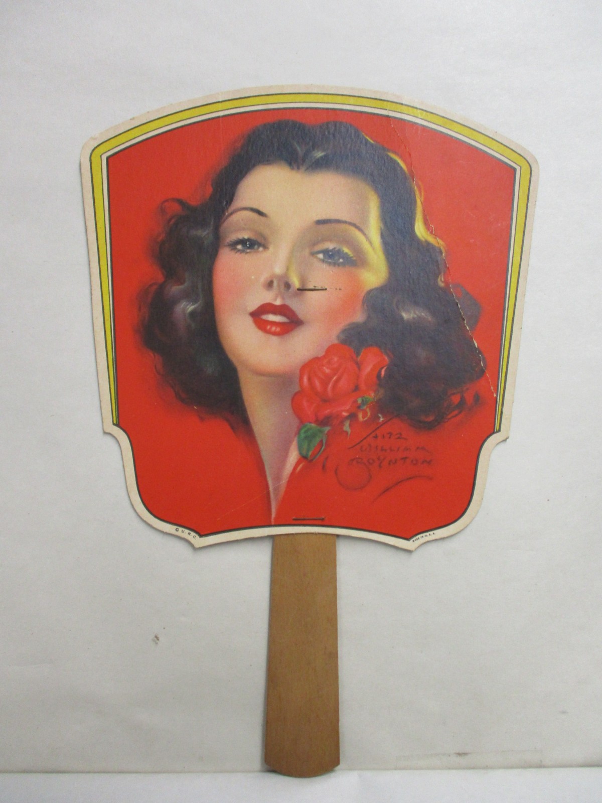 Vintage 1939 L.B. Hair Oil Hand Fan Advertisement, Used