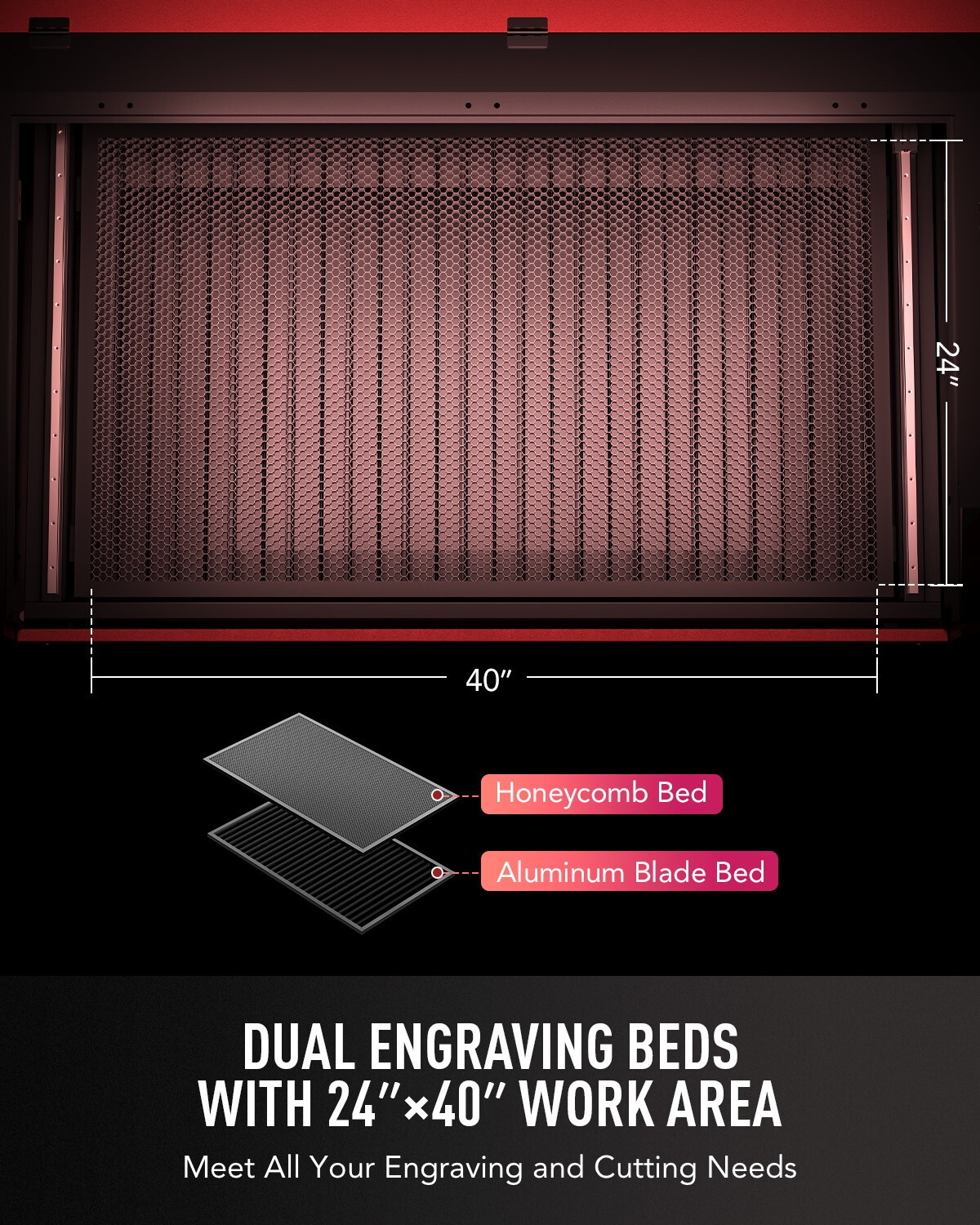 OMTech 24x40 100W CO2 Laser Engraver Cutter with LIghtburn Chiller Chuck Rotary