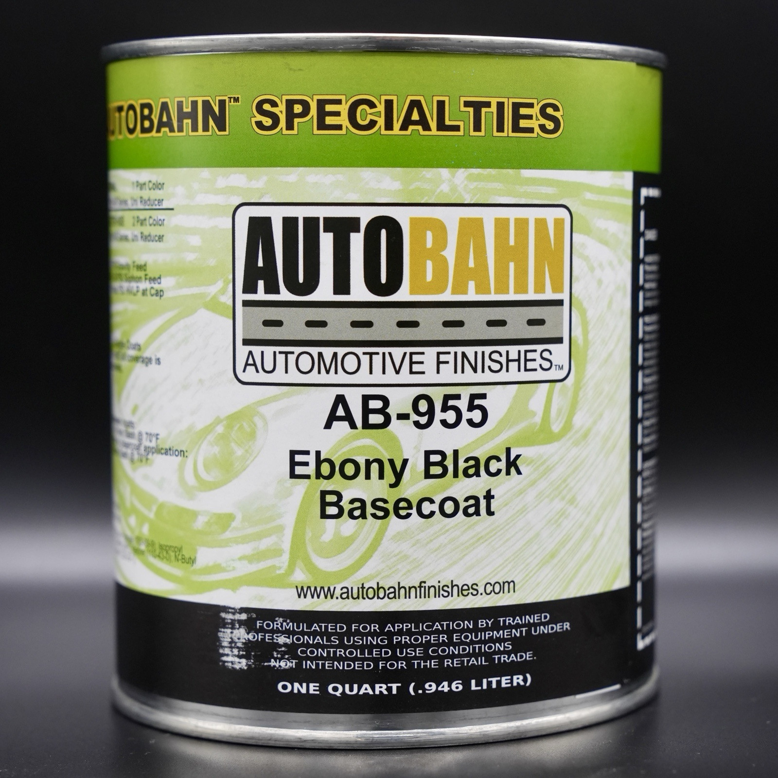 Autobahn Ebony Black Base Coat AB-955 Quart Size Auto Paint GM WA 8555 High Teck
