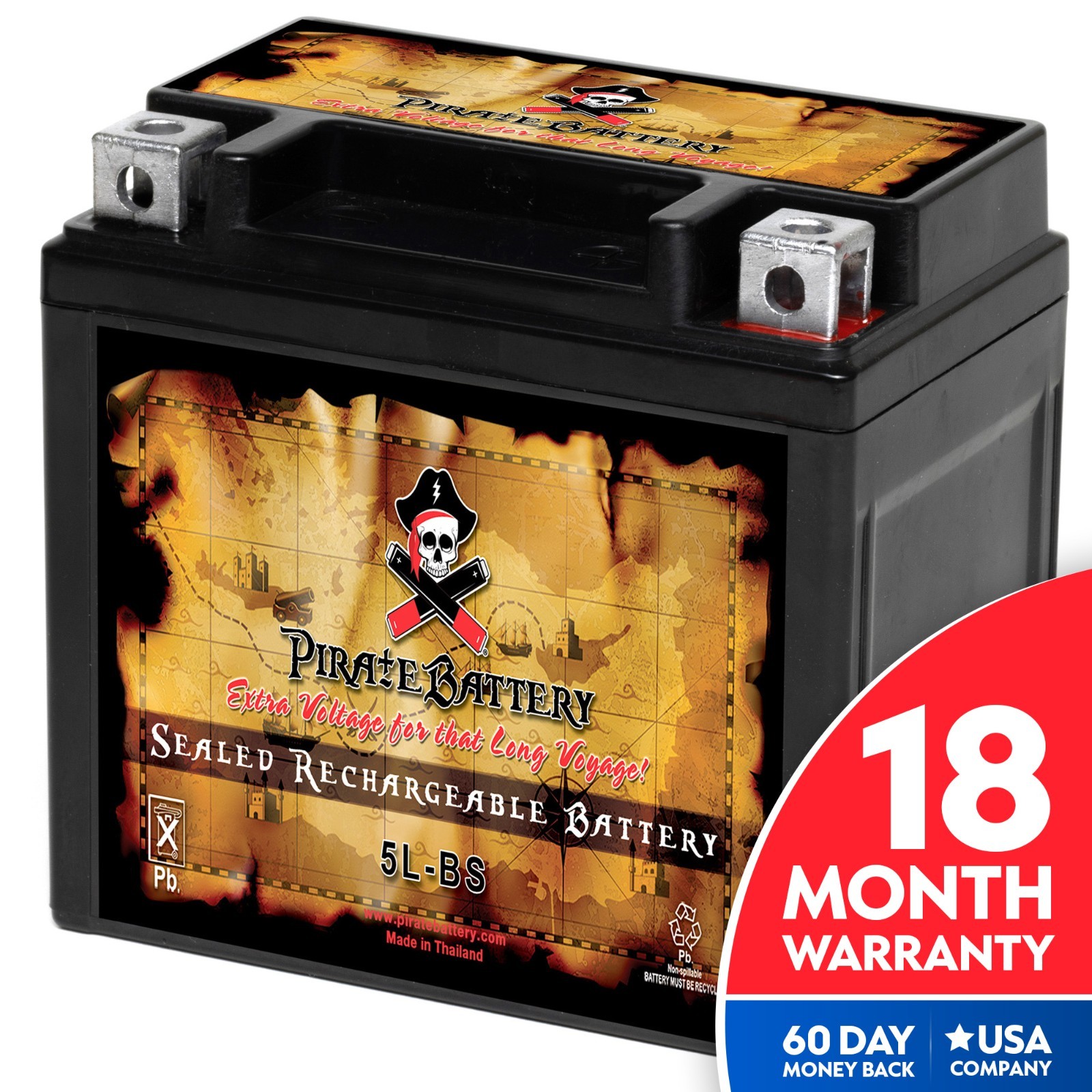Pirate Battery YTX5L-BS High Performance Power Sports Battery