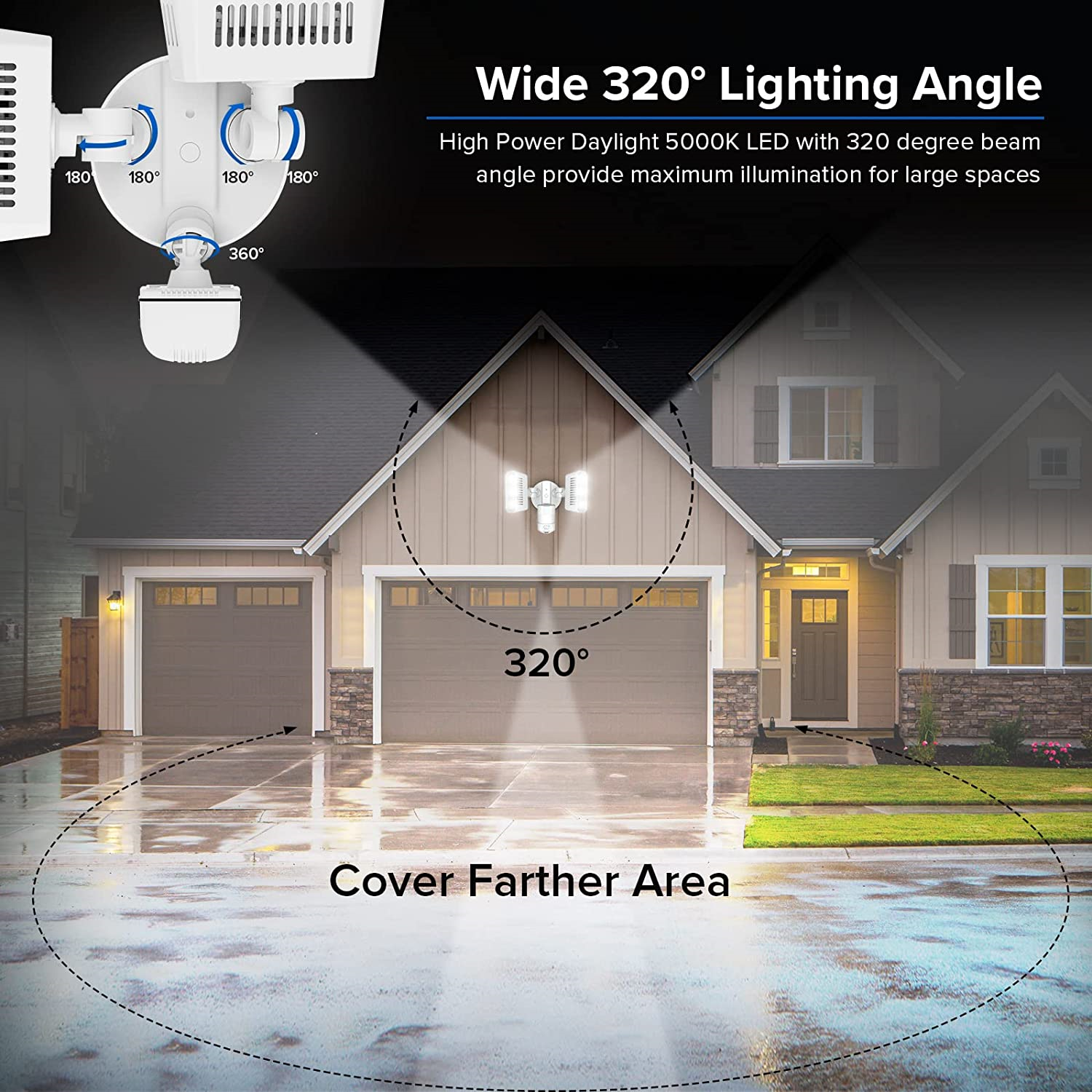 10000LM Outdoor Safety Motion Sensor LED Security Light Wall Mounted