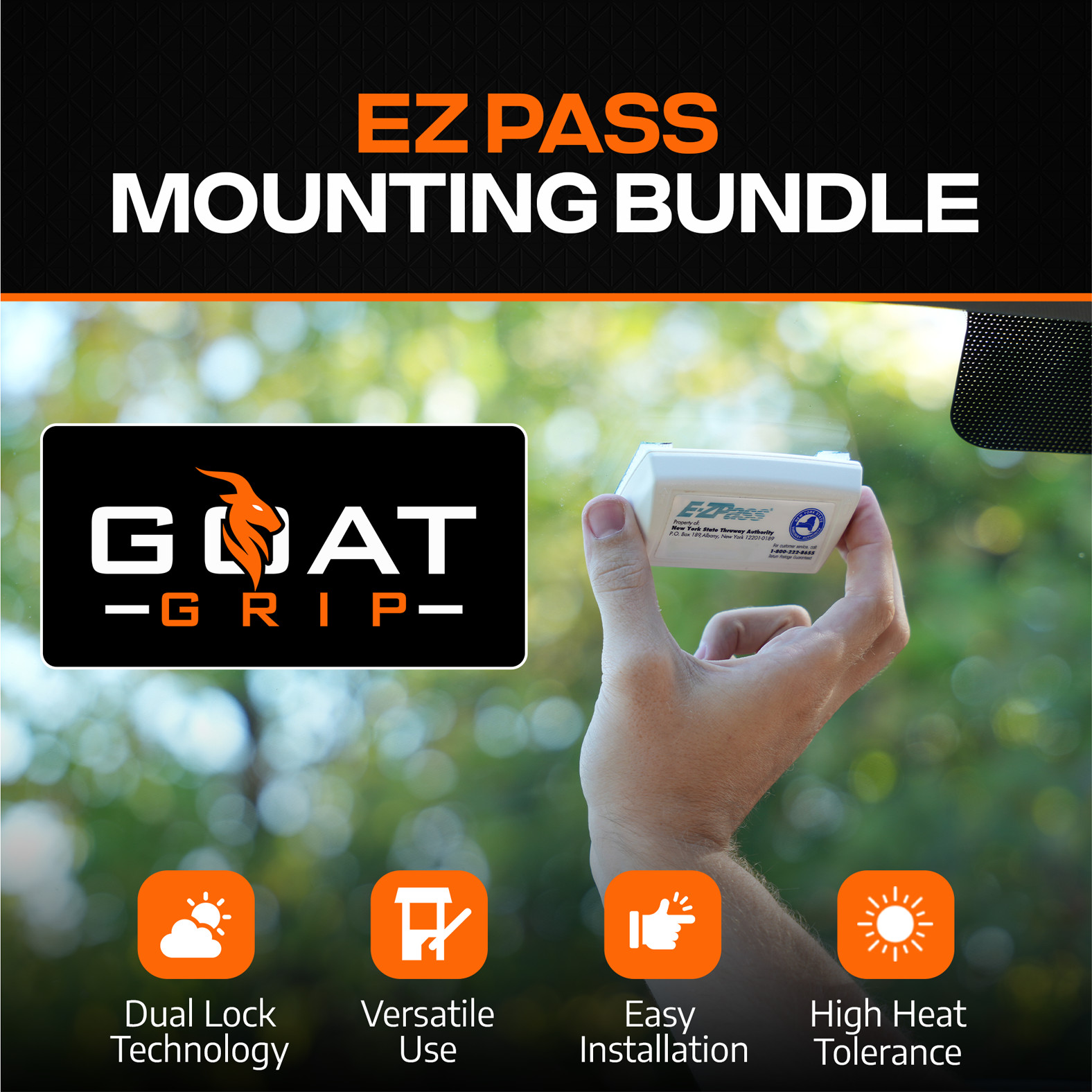 EZ Pass/IPass/FasTrak/SunPass Windshield Strips with Mounting Adhesive Stick 4pk