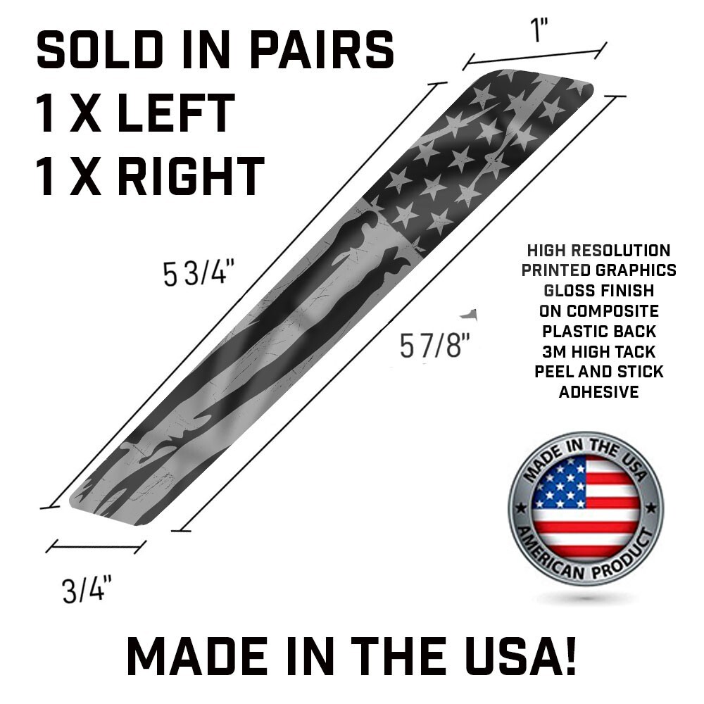 BLACK GREY USA FLAG DISTRESS Saddlebag Latch Inserts for Harley Touring 2014 up