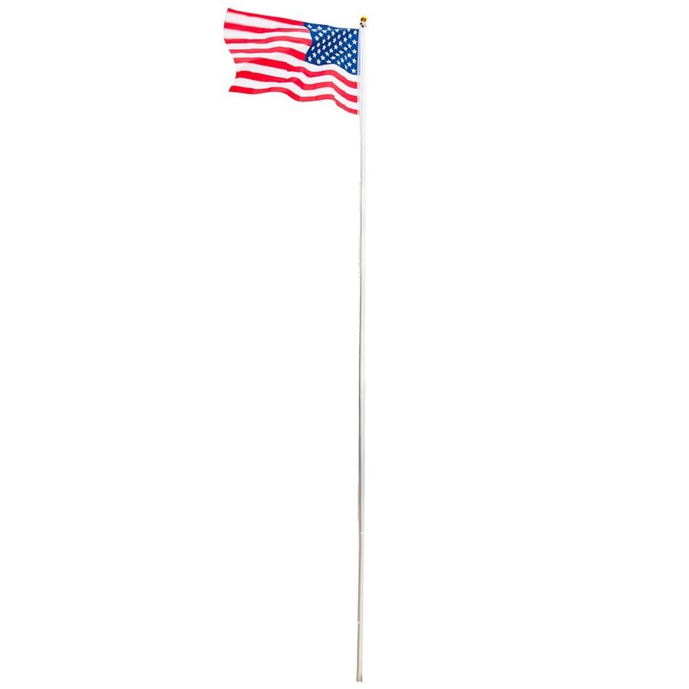 Heavy Duty Aluminum 20' Sectional Flag Pole Kit With 2 Pcs US Flag Kit