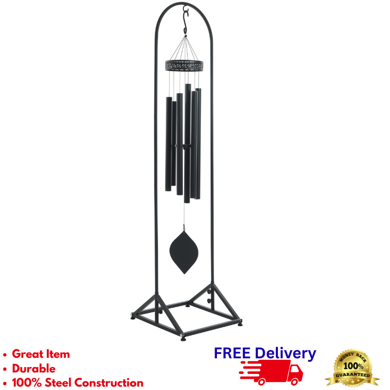 76" Metal Wind Chime Stand Heavy Duty Steel Outdoor Garden Display Hook New