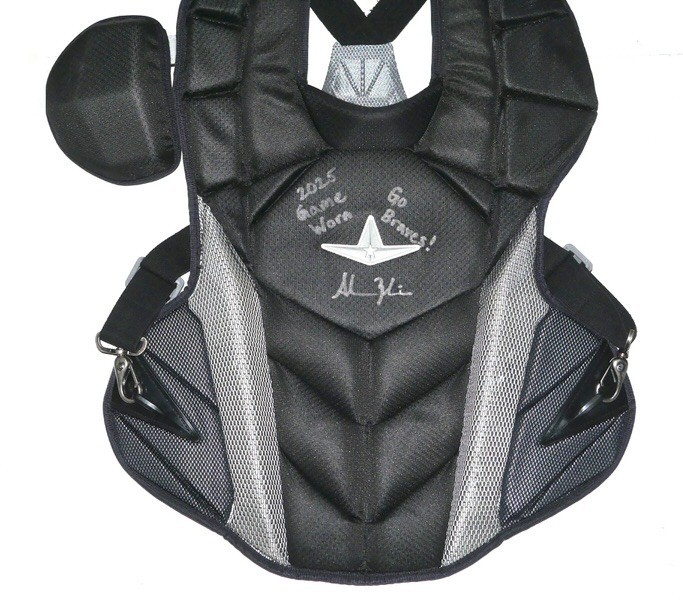 ADAM ZEBROWSKI 2025 COLUMBUS CLINGSTONES GAME WORN ALL-STAR MVP CHEST PROTECTOR
