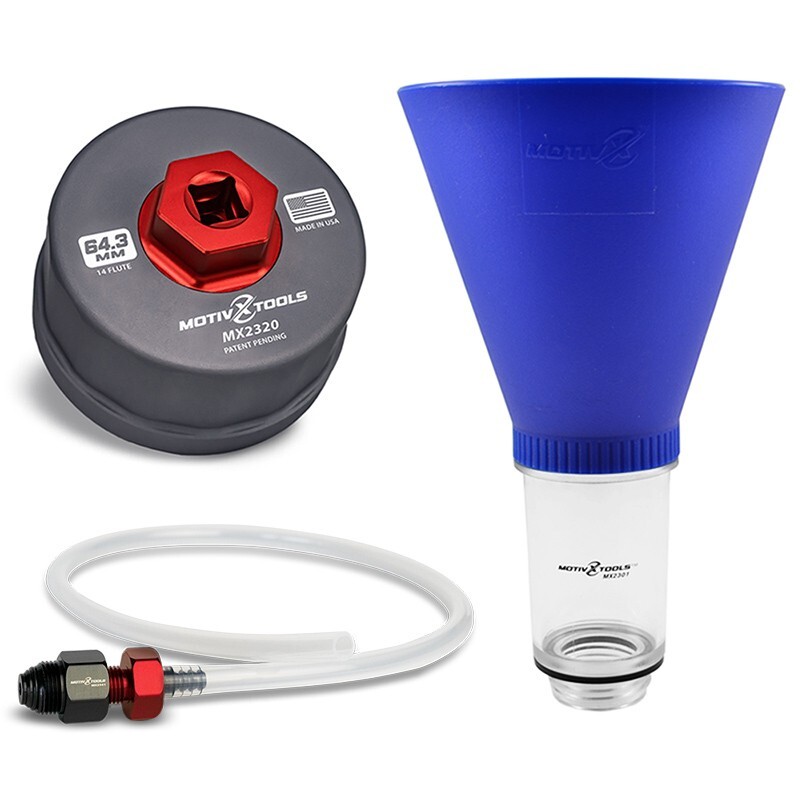 Motivx Tools 2.0L-5.7L Oil Filter Wrench, Drain Tool, and Funnel Bundle (Toyota)
