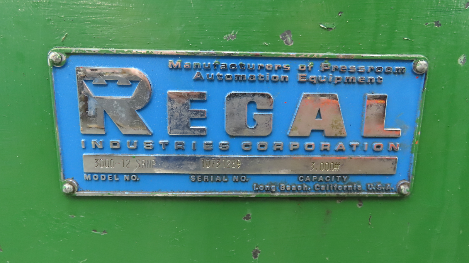 Regal 3000-12SRNP Coil Stock Uncoiler 3000lbs 12" ID 24" W No Motor Decoiler