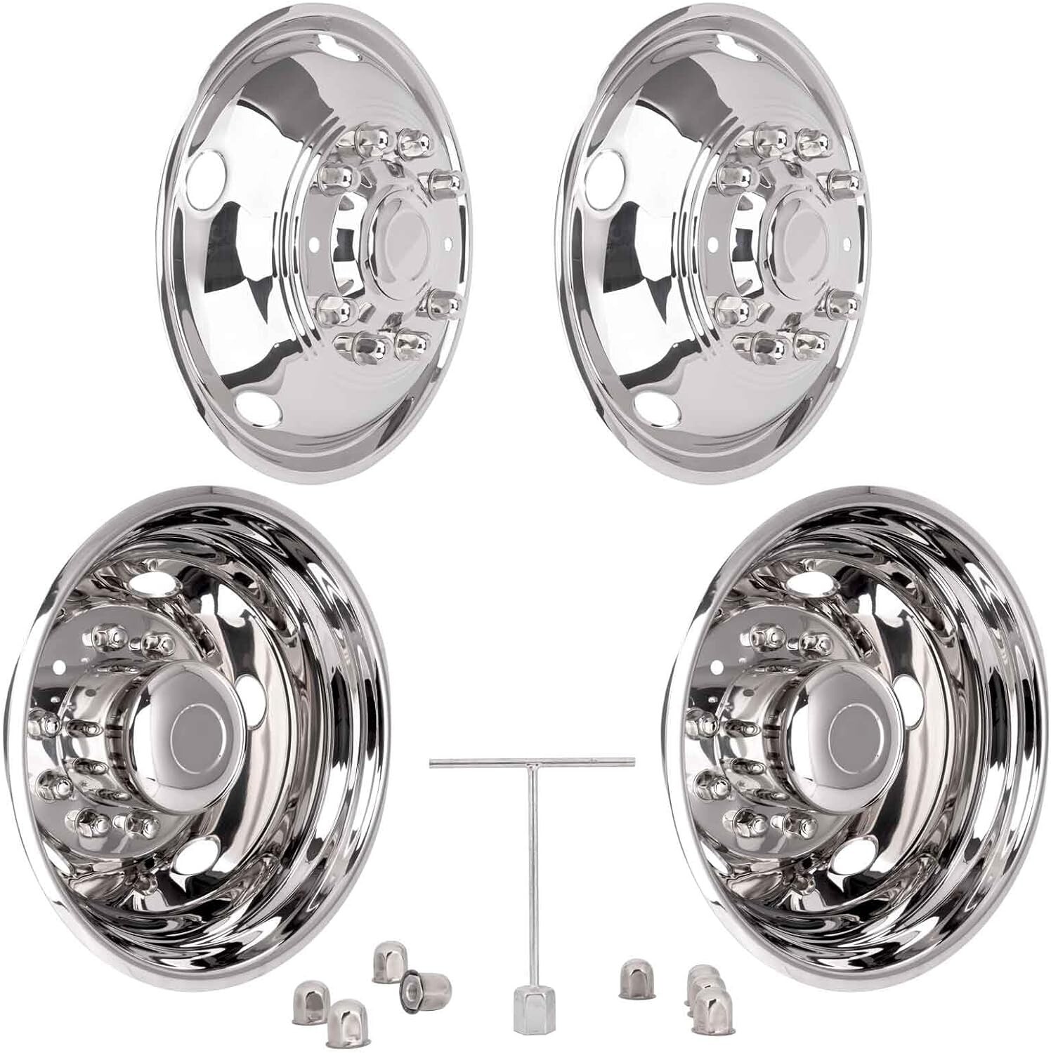 2005-2021 Ford F450/F550 19.5" 10 Lug Dually Wheel Simulators Stainless Steel