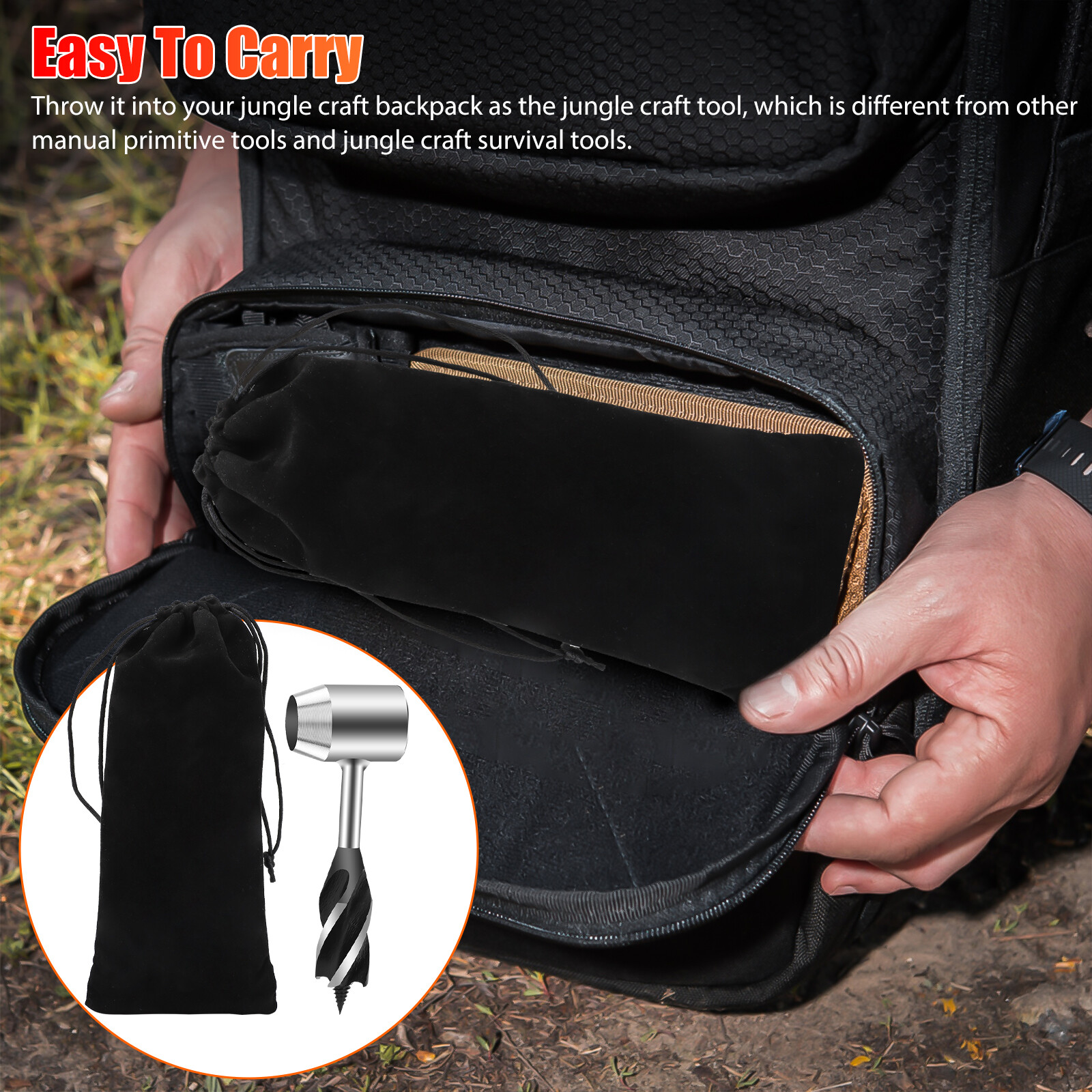 Manual Hand Auger Wrench Outdoor Survival Wood Drill Tool for Bushcraft Handyman