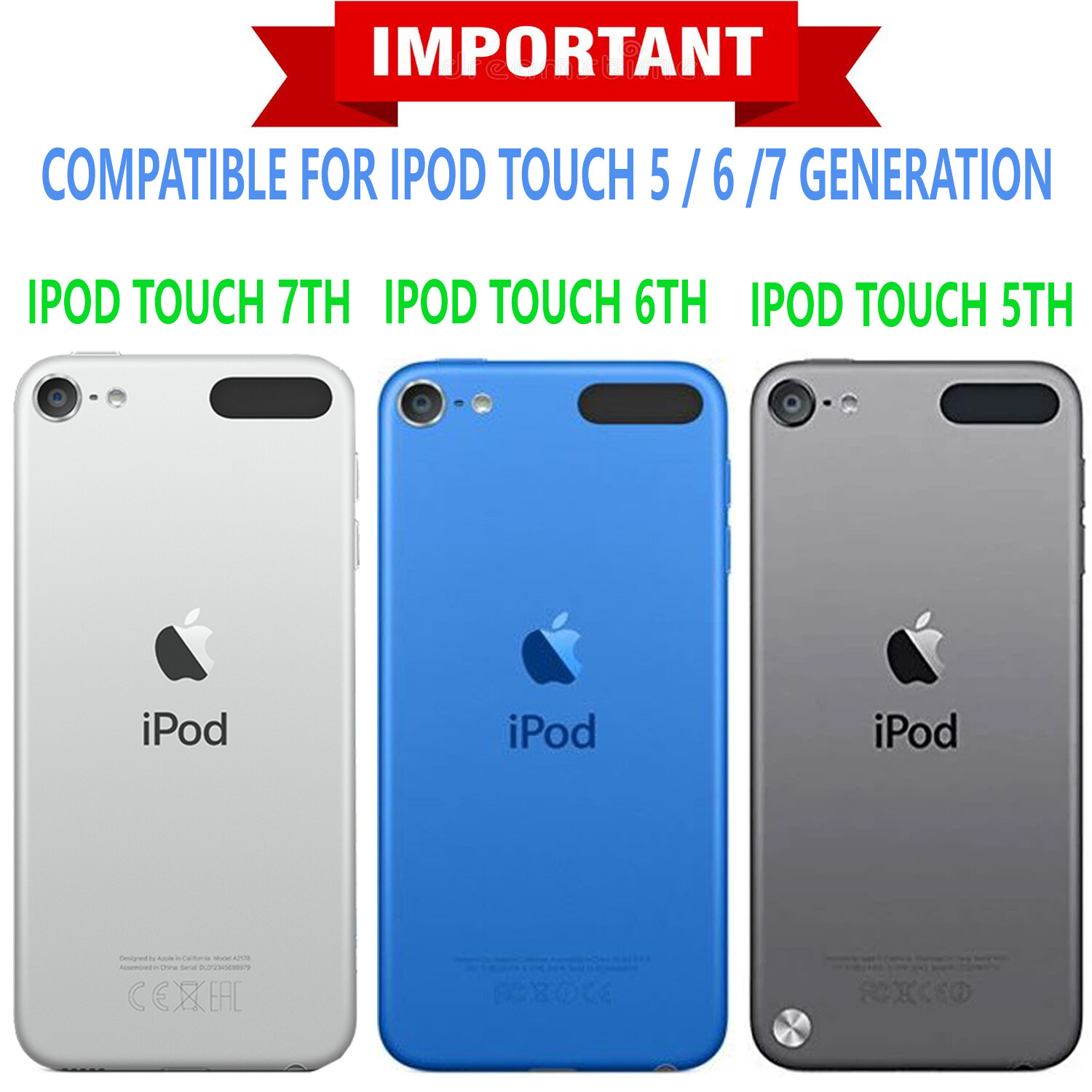 For iPod Touch 5th 6th 7th Gen Case, Kickstand Cover + Tempered Glass Protector