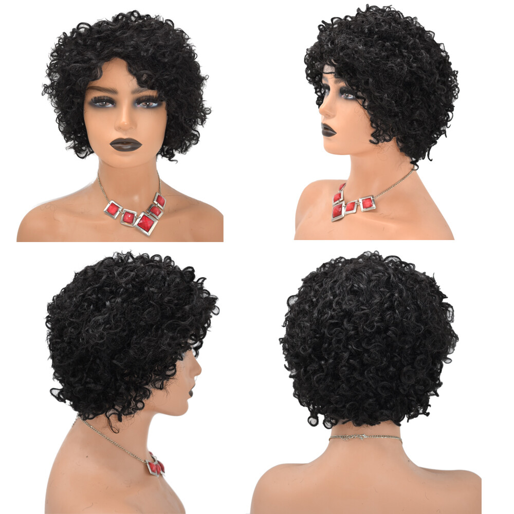 Short Kinky Curly Afro Wigs for Black Women 100% Brazilian Human Hair Natural US