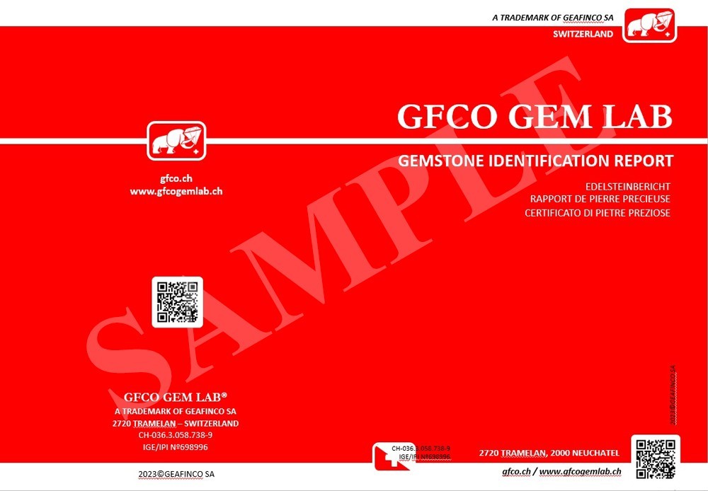 GFCO GEM LAB® Swiss Gem Certificate – Professional Gemological Full Certificate