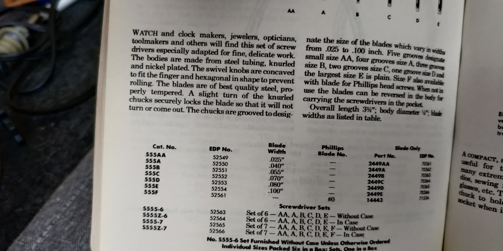 FULL SET Vintage The L.S. Starrett Co. S555-6 Jewelers6 Piece Screwdriver Set