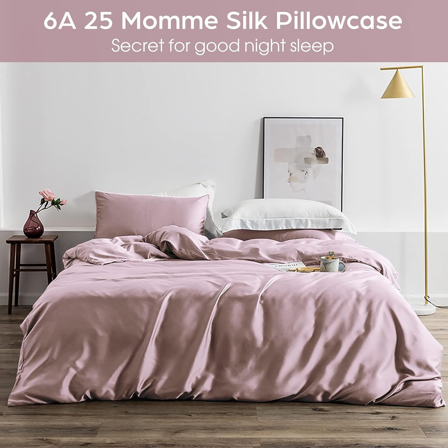 100% Mulberry Silk Pillowcase 25 Momme - Hair & Skin Friendly, Hidden Zipper New