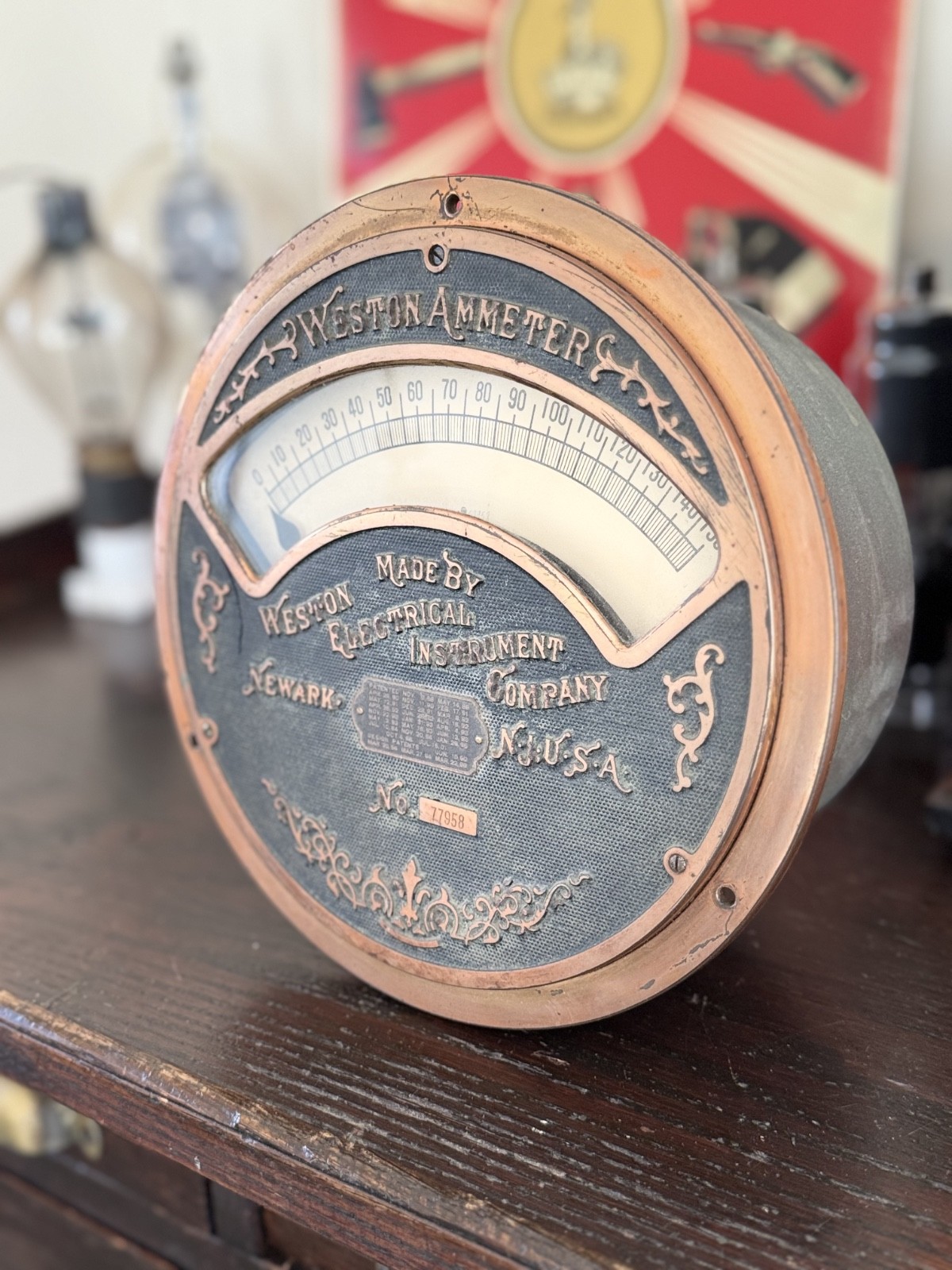 1890 WESTON Switchboard Factory AMMETER Amperage Amp Meter Panel Mount 10"