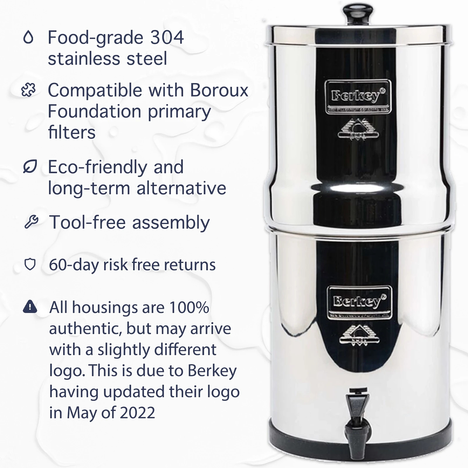 BLEMISHED Berkey Water Filter System & Certified Boroux Foundation Black Filters