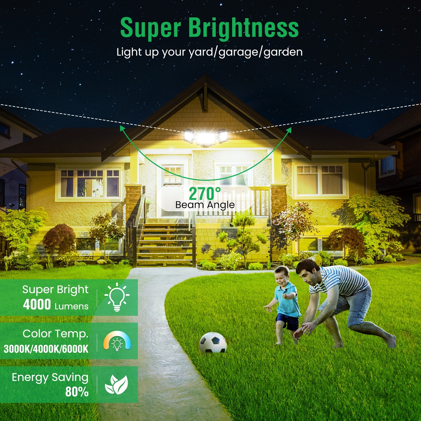 LED Security Wall Lamp 4000LM Dusk to Dawn Light Sensor Outdoor IP65 Waterproof