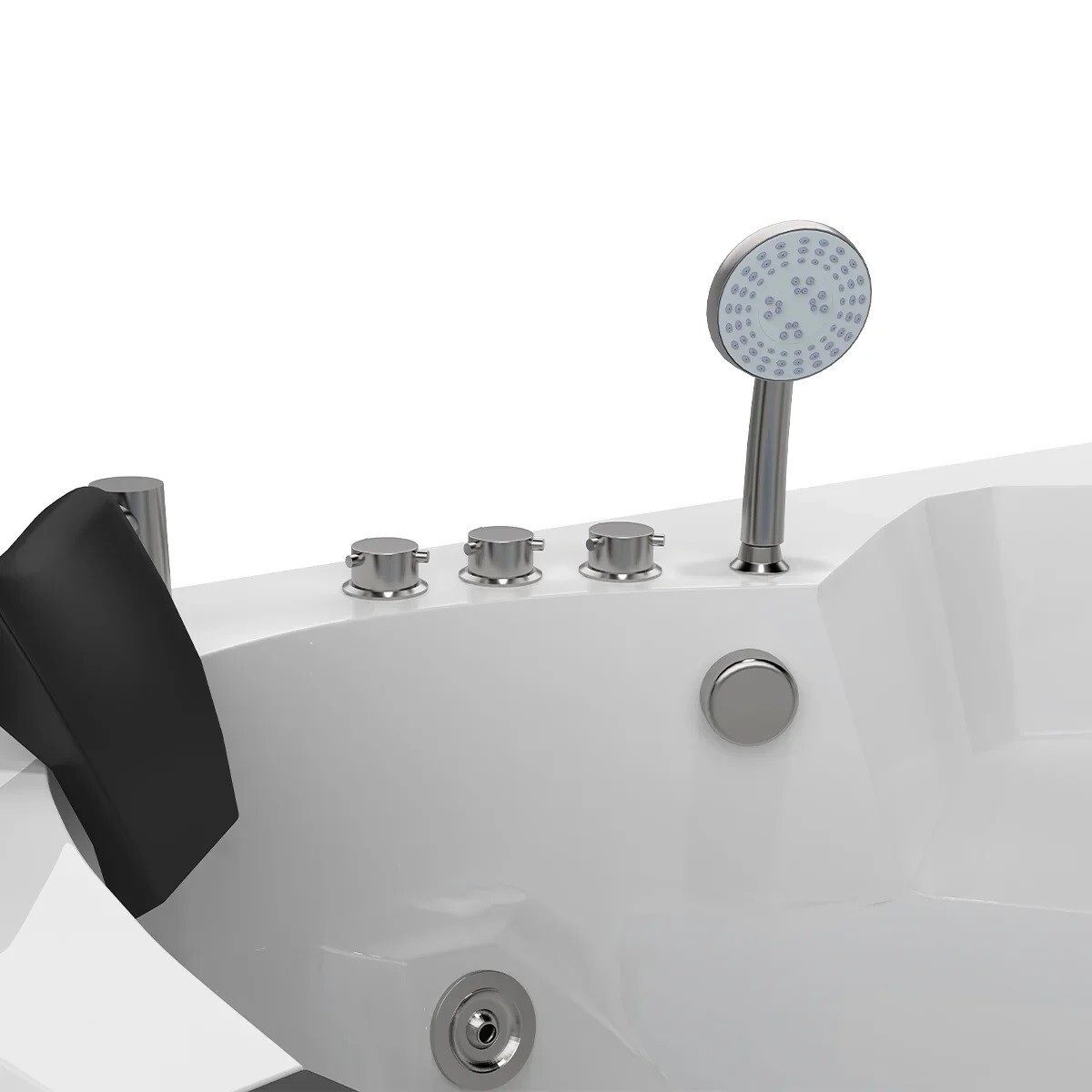 Corner Bathtub 61" Acrylic with Light, Heater, Freestanding Soaking Spa Jetted