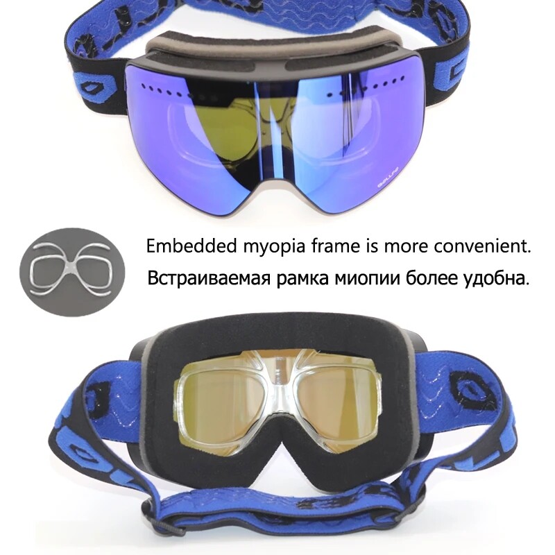 Ski Goggles OTG Pro HD Magnetic Snow Goggles UV Protection Interchangeable Lens