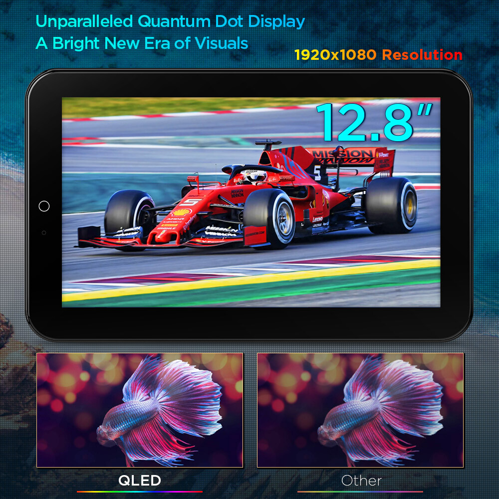 12.8" Rotatable Octa Core Android 14 Car Stereo Radio 2 DIN QLED 4G LTE 8+128GB