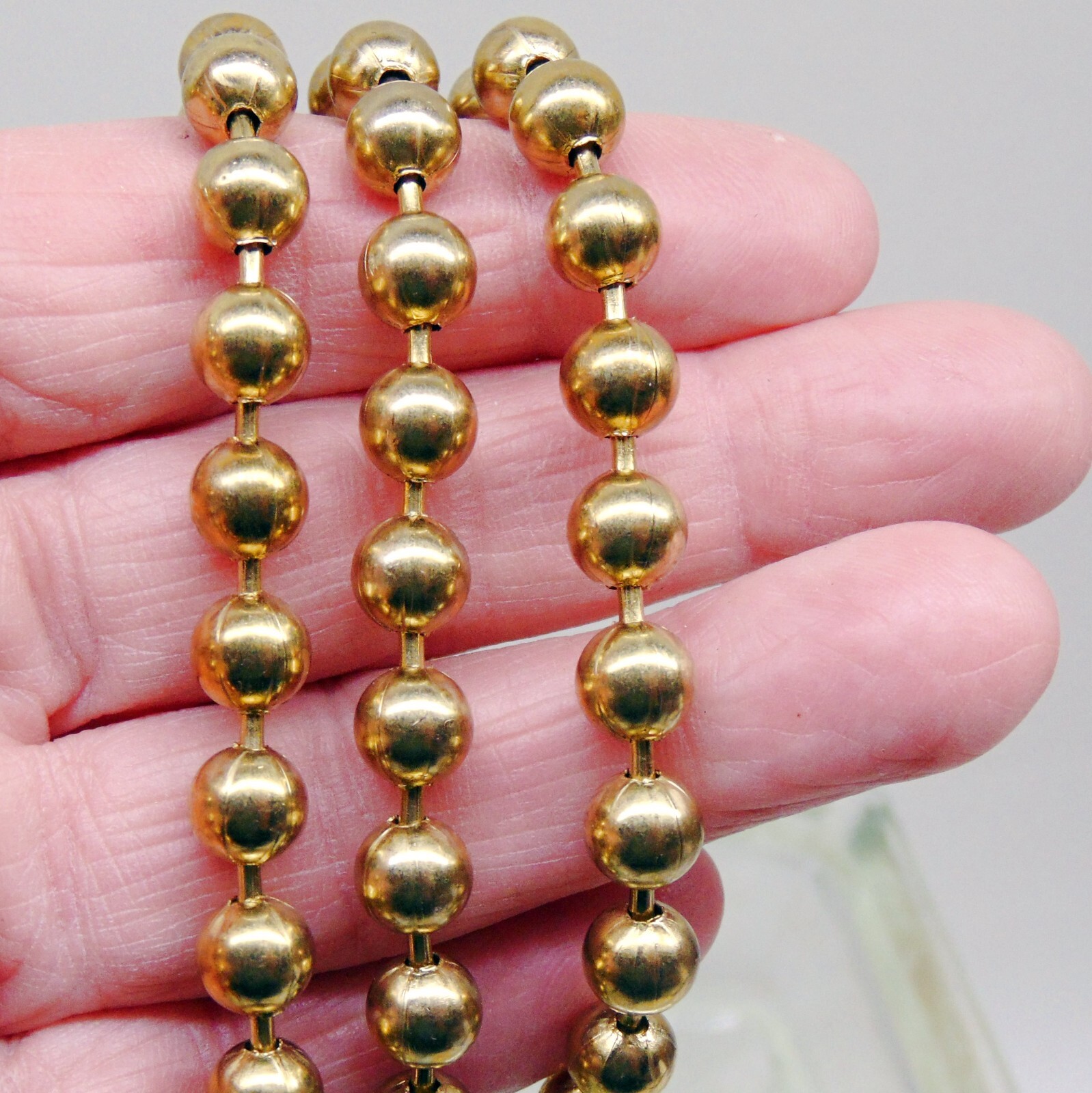 Solid Brass BALL CHAIN Bulk Lengths 8mm / #15 ~ 3 to 50 feet ~ Nickel free