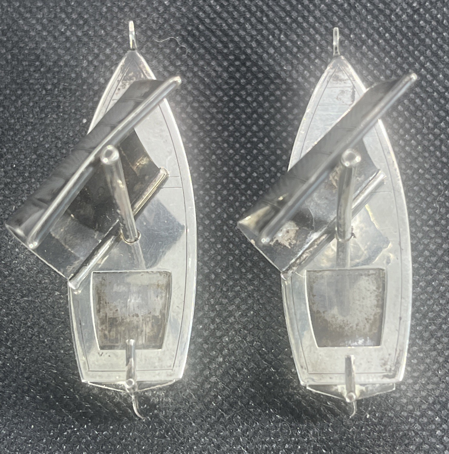 Antique Japanese 950 Sterling Silver Sailboats Salt & Pepper Shakers Set 6 Pc