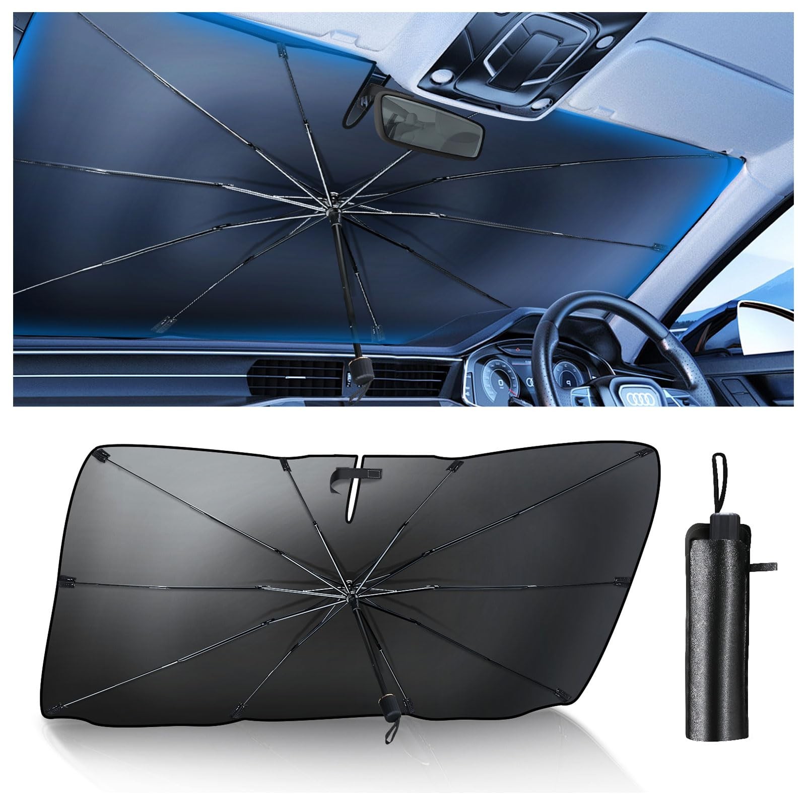 Universal Foldable Car Sun Shade Umbrella – Anti-UV Heat Shield for Sedans & SUV