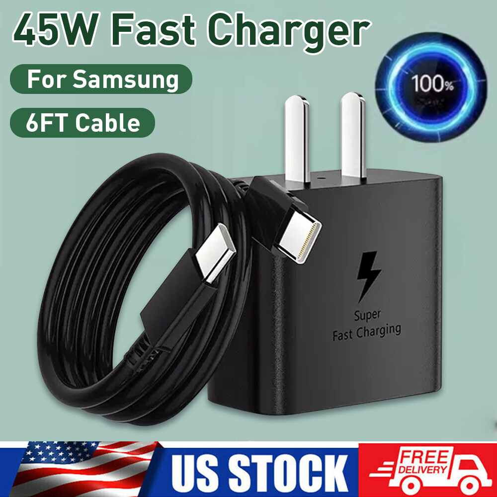 45W PD Fast Wall Charger+Type-C Cable For Samsung Galaxy S23 S22 S21 S20 Ultra H